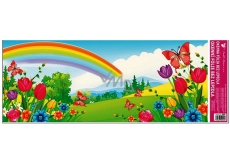 Okenní fólie bez lepidla krajinka s duhou a tulipánem 60 x 22,5 cm 1 kus