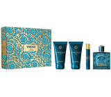 Versace Eros parfémovaná voda 100 ml + sprchový gel 75 ml + balzám po holení 75 ml + parfémovaná voda 10 ml miniatura, dárková sada pro muže