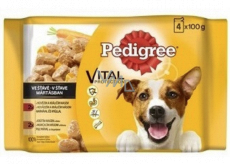 Pedigree Vital Protection s hovězím a jehněčím masem ve šťávě, s krůtím masem a mrkví ve šťávě kapsička 4 x 100 g