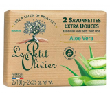 Le Petit Olivier Aloe Vera extra jemné toaletní mýdlo s přírodními extrakty 2 x 100 g