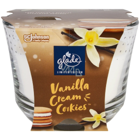 Glade Maxi Vanilla Cream Cookies vonná svíčka ve skle, doba hoření až 50 hodin 204 g