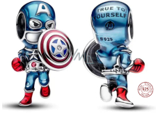 Charm Sterlingové stříbro 925 Marvel The Avengers Captain America, korálek na náramek, film