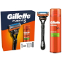 Gillette Fusion 5 holicí strojek + 1 náhradní hlavice + 5x Action gel na holení 200 ml, kosmetická sada pro muže