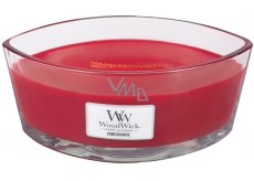 WoodWick Pomegranate - Granátové jablko vonná svíčka s dřevěným širokým knotem a víčkem sklo loď 453 g