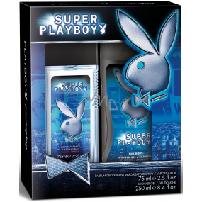 Playboy Super Playboy for Him parfémovaný deodorant sklo pro muže 75 ml + sprchový gel 250 ml, kosmetická sada