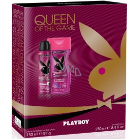 Playboy Queen of The Game deodorant sprej pro ženy 150 ml + sprchový gel 250 ml, kosmetická sada