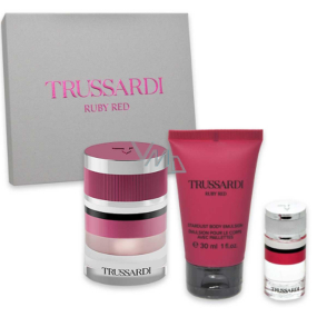 Trussardi Ruby Red parfémovaná voda 30 ml + sprchová emulze 30 ml + parfémovaná voda 7 ml miniatura, dárková sada pro ženy