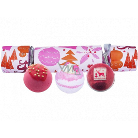 Bomb Cosmetics We Wish You a Rosy Christmas Cracker šumivý balistik do koupele 3 x 160 g, kosmetická sada