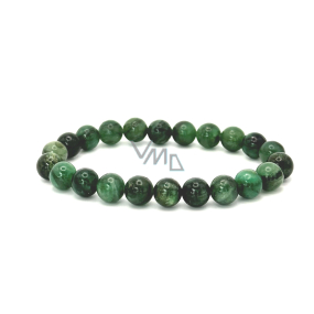 Fuchsite náramek elastický přírodní kámen, kulička 8 mm / 16 - 17 cm, důvěra v sebe, odraz, odvaha