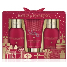 Baylis & Harding Fík a Granátové jablko tekuté tělové mýdlo 100 ml + mléko na tělo a ruce 100 ml + sprchový krém 50 ml kosmetická sada péče o tělo