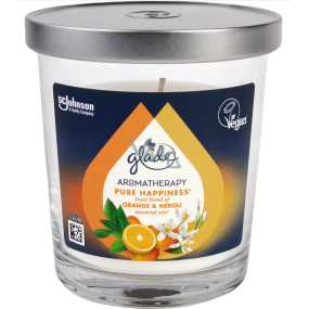 Glade Aromatherapy Pure Happiness s vůní pomeranče a květů neroli vonná svíčka ve skle 170 g