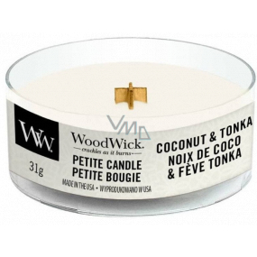 WoodWick Coconut & Tonka - Kokos a tonka boby vonná svíčka s dřevěným knotem petite 31 g