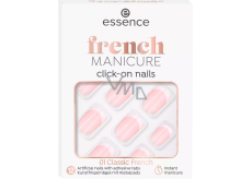 Essence French Click & Go umělé nehty 01 Classic French 12 kusů