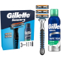 Gillette Sensor 3 holicí strojek + 3 náhradní hlavice + pěna na holení 200 ml, kosmetická sada pro muže