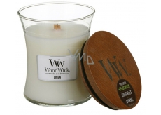 WoodWick Linen - Čistý len vonná svíčka s dřevěným knotem a víčkem sklo střední 275 g