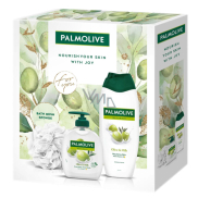 Palmolive Naturals Olive & Milk tekuté mýdlo 300 ml + sprchový gel 500 ml + mycí houba, kosmetická sada