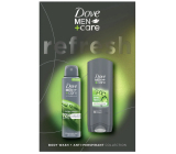 Dove Men+Care Refresh sprchový gel 250 ml + antiperspirant sprej 150 ml, kosmetická sada pro muže