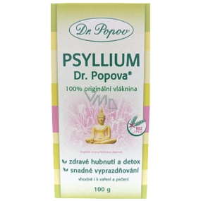 Dr. Popov Psyllium 100% originální, rozpustná vláknina podporuje metabolismus tuků, navozuje pocit sytosti 100 g