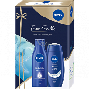 Nivea Time For Me Body Milk tělové mléko 250 ml + Creme Care sprchový gel 250 ml, kosmetická sada