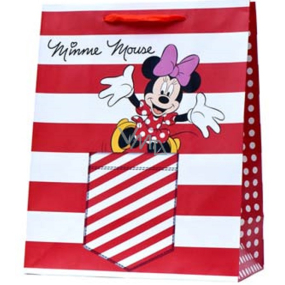 Ditipo Dárková papírová taška 26,4 x 12 x 32,4 cm Minnie Mouse červeno-bílá