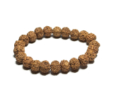 Rudraksha náramek elastický přírodní kámen 9 mm / 16 - 17 cm