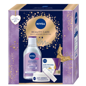 Nivea Beauty Care Antiwrinkle krém pro zlepšení kontur 65+ 50 ml + Nivea Sensitive zklidňující micelární voda 400 ml, kosmetická sada pro ženy