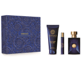 Versace Dylan Blue pour Homme toaletní voda 100 ml + sprchový gel 150 ml + toaletní voda 10 ml, dárková sada pro muže