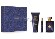 Versace Dylan Blue pour Homme toaletní voda 100 ml + sprchový gel 150 ml + toaletní voda 10 ml, dárková sada pro muže