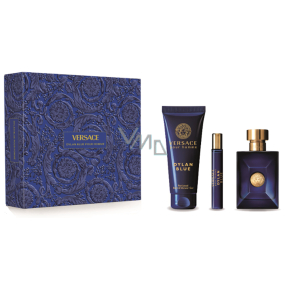 Versace Dylan Blue pour Homme toaletní voda 100 ml + sprchový gel 150 ml + toaletní voda 10 ml, dárková sada pro muže