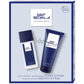 David Beckham Classic Blue parfémovaný deodorant sklo 75 ml + sprchový gel 200 ml, kosmetická sada pro muže