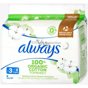 Always Ultra Night Cotton Protection noční hygienické vložky s křidélky 8 kusů