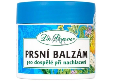 Dr. Popov Masážní prsní balzám pro dospělé k masáži hrudníku, zad, krku, spánků, čela a zátylku při dýchacích potížích a kašli, uvolňuje dýchací cesty 50 ml