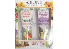 Bione Cosmetics Kostival & Kaštan koňský bylinný balzám 300 ml + Cannabis bylinný balzám s kaštanem koňským 300 ml, kosmetická sada