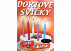 Dortové svíčky s držáky Černá 15 kusů