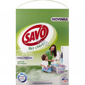 Savo Universal bez chloru prací prášek na barevné i bílé prádlo 70 dávek 4,9 kg