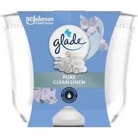 Glade Maxi Clean linen vonná svíčka ve skle, doba hoření až 50 hodin 204 g