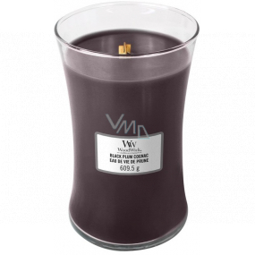 WoodWick Black Plum Cognac - Koňak z černých švestek vonná svíčka s dřevěným knotem a víčkem sklo velká 609 g