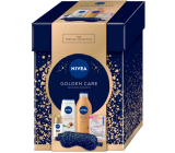 Nivea Golden Care Q10 Firming bronze tělové mléko 400 ml + Nivea Shea Butter & Botanical Oil sprchový gel 250 ml + Nivea Inposible Black & White antiperspirant roll-on 50 ml + Labello Hyaluron Rosé balzám na rty 5,2 g + saténová maska na spaní 1 kus, kosmetická sada