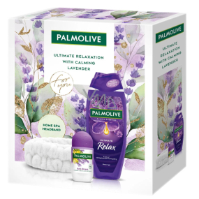 Palmolive Lavender Anti-Stress antiperspirant roll-on 50 ml + Relax sprchový gel 500 ml + čelenka, kosmetická sada pro ženy