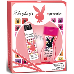 Playboy Generation for Her deodorant sprej pro ženy 150 ml + sprchový gel 250 ml, dárková sada