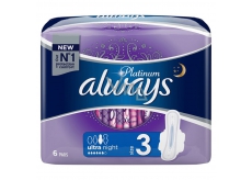 Always Platinum Ultra Night hygienické vložky s křidélky 6 kusů