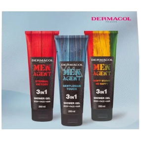 Dermacol Men Agent Eternal Victory sprchový gel 250 ml + Gentleman Touch sprchový gel 250 ml + Don´t worry be happy sprchový gel 250 ml, kosmetická sada pro muže