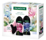 Palmolive Sparkling Bloom Midnight Rose & Iced Peony sprchový gel 250 ml + Enchanted Orchid & Warm Vanilla sprchový gel 250 ml + masážní pomůcka Gua sha na obličej, kosmetická sada pro ženy