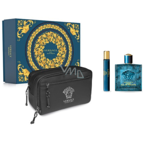 Versace Eros pour Homme toaletní voda 100 ml + toaletní voda 10 ml + kosmetická taška, dárková sada pro muže