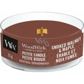 WoodWick Smoked Walnut & Maple - Pečené vlašské ořechy a javorový sirup vonná svíčka s dřevěným knotem petite 31 g