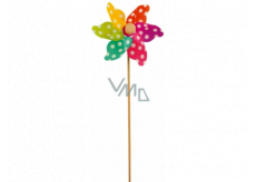 Větrník s barevnými lopatkami a puntíky 9 cm + špejle 1 kus