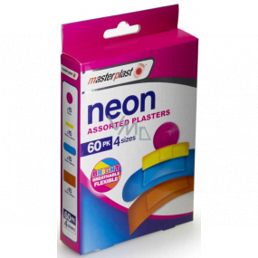 Masterplast Neon Assorted Plasters náplast voděodolná 4 velikosti 60 kusů