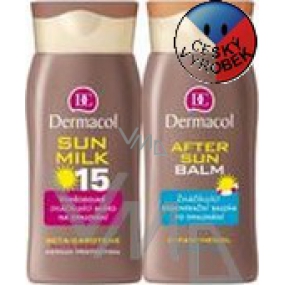 Dermacol Sun Milk SPF15 voděodolné mléko na opalování 200 ml + After Sun Balm 200 ml, kosmetická sada