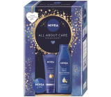 Nivea All about Care Intensive krém na ruce 75 ml + Nivea Rich Nourishing výživné tělové mléko 250 ml + Nivea Creme krém pro základní péči 30 ml, kosmetická sada