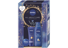 Nivea All about Care Intensive krém na ruce 75 ml + Nivea Rich Nourishing výživné tělové mléko 250 ml + Nivea Creme krém pro základní péči 30 ml, kosmetická sada